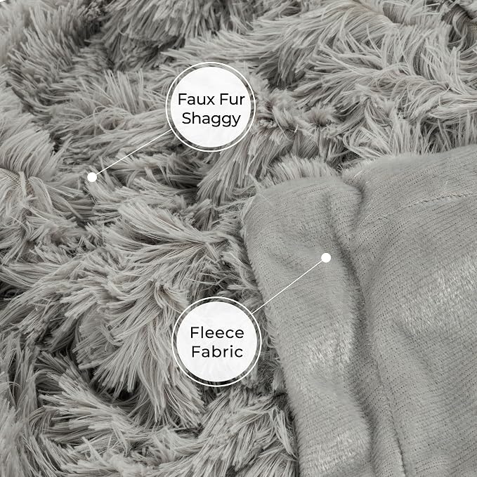 Decorative Extra Soft Faux Fur Blanket Twin Size 70" x 78",Solid Reversible Fuzzy Fluffy Cozy Plush Fleece Comfy Microfiber Blanket for Couch Sofa Bed,Quiet Grey
