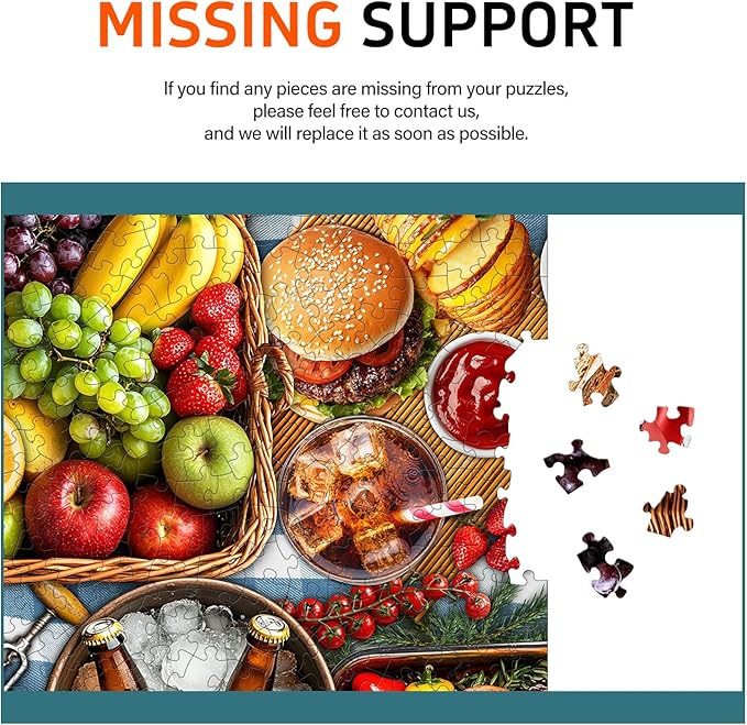 Spring Picnic Food Jigsaw Puzzles for Adults 1000 Pieces, Difficult Puzzles Perfect for Game Night, Great Gift Idea, Size 26.65 x 19.25 in