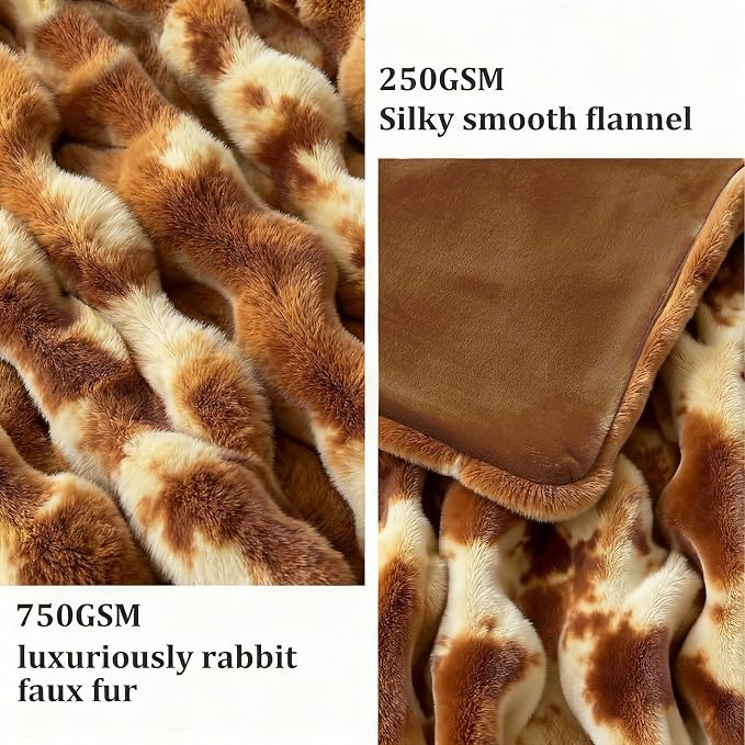 Faux Fur Twin Blanket for Couch, 1000 GSM Cozy Fuzzy Fluffy Soft Plush Thick Bubble Sherpa Blanket for Sofa Bedroom Living Room, Mothers Day Birthday Gifts for Women Home Decor