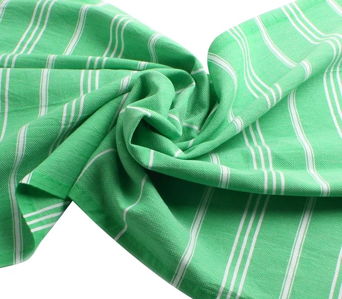Cacala 100% Turkish Cotton Kitchen Tea Towels, Highly Absorbent Luxury Soft Quick Drying Dish Towel with Hanging Loop for Gym, Yoga, Bath, Sports, Cleaning and Kitchen (23 x 36), Green