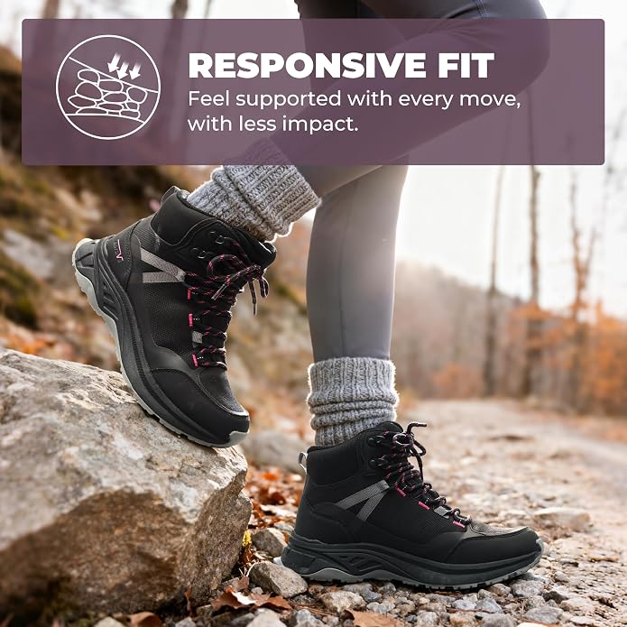 NORTIV 8 Women's Hiking Boots Waterproof Lightweight Outdoor Trekking Comfortable Non-Slip Backpacking Camping Ankle Boot Hollow