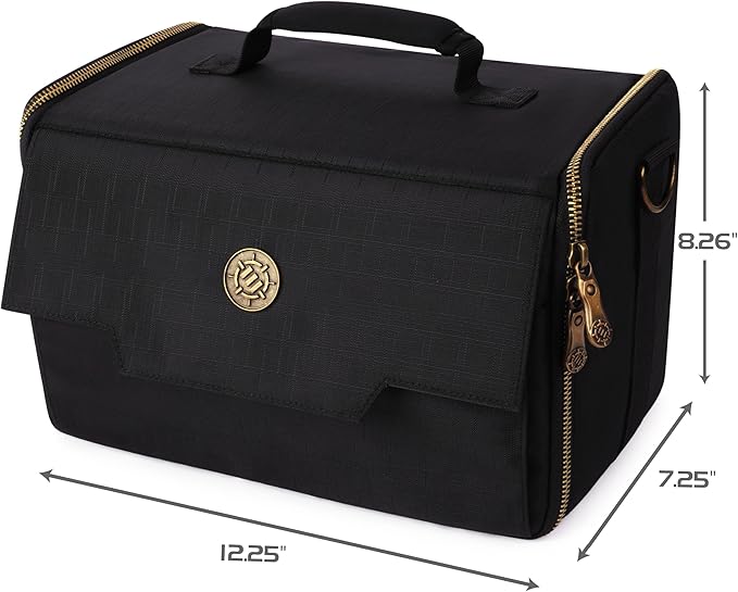 ENHANCE Miniature Figure Satchel - Compact Storage & Carrying Case for DnD Miniatures with Strap, 3 Foam Trays (2 Pre-Cut and 1 Pick & Pluck Tray) - Fits 20mm to 25mm Figures (Small - Standard Base)