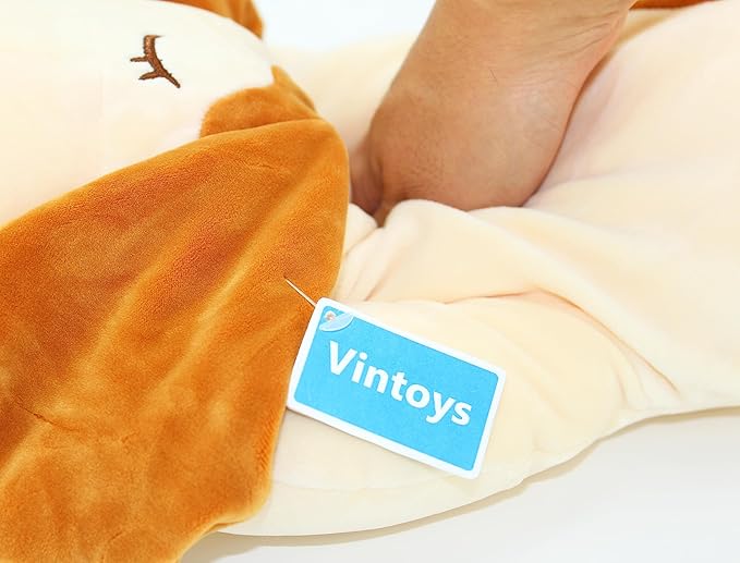 Very Soft Dog Big Hugging Pillow Plush Puppy Stuffed Animals Brown 23.5" Toys for Adults Kids Pets