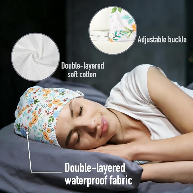Castor Oil Pack Wrap for Head, Reusable Castor Oil Pack Wrap Organic Cotton for Women Sleeping，Castor Oil Pack Kit for Thinning, Balding, Dry and Damaged Hair(Oil Not Included) L