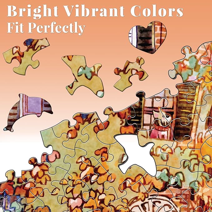 1000 Pieces Jigsaw Puzzles for Adults, Autumn Street Puzzle, Unique Shape Puzzles for Family Friends Challenging Games