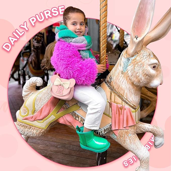 mibasies Toddler Purse Girl Gifts: Girls Birthday Gifts for 3-8 - Toys for Ages 2-4 Girls Mouse Ears Purse, Pink, Letter R