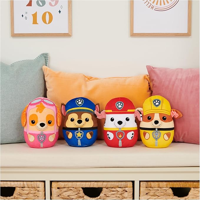 PAW Patrol Rubble Squish Plush, Official Toy from The Hit Cartoon, Squishy Stuffed Animal for Ages 1 and Up, 8”