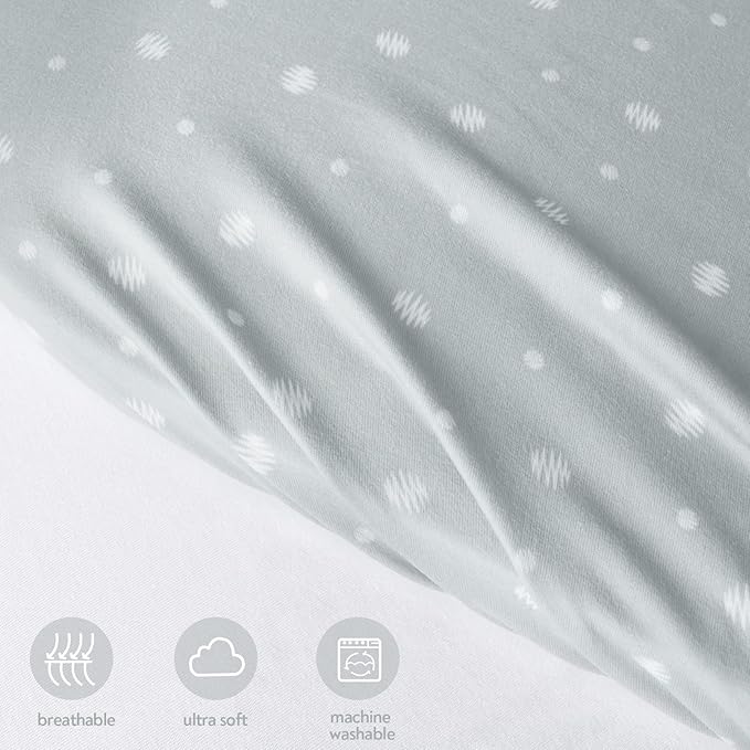 Bassinet Sheets 2 Pack (16 x 32) - Fit for Delta Children Deluxe Sweet, Dream On Me Karley (Plus) /Willow/Poppy, Baby Delight Beside Me Doze, Simmons Kids City Bassinet, Ultra Soft, White & Grey Ball