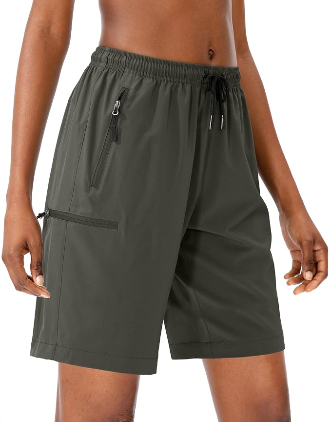 SANTINY Women's 5''/ 7''/9'' Hiking Cargo Shorts Quick Dry Lightweight Summer Shorts for Women Athletic Golf Zipper Pockets