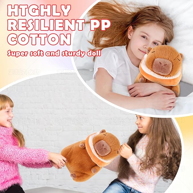 Cute Capybara Plush Toy 13.8 inch, Soft Capybara Stuffed Animal Plushies Pillow Birthday Gift for Kids
