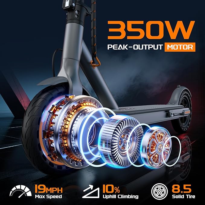 NAVIC Electric Scooter with Dual Suspension/Braking, 350W/500W Motor, 19/22 Mph,Max 22/25/27/49Miles Range, Foldable E Scooter for Adults with App