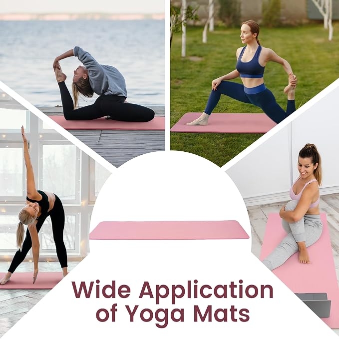 Fitvids Yoga Mat, 1/2-Inch Extra Thick High Density Exercise Mat, Anti-Tear Exercise Yoga Mat with Carrying Strap, Suitable for Various Yoga Exercises