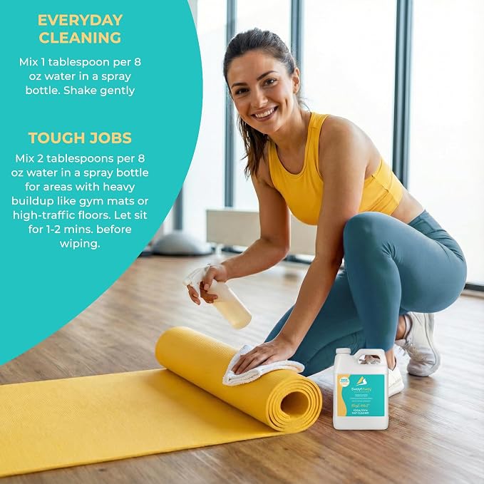 SwaytAway Fitness Mat Cleaner Concentrate – 32oz/Make 4 Gal - No-Slip No-Residue Fresh Mint Essential Oil Formula – USA Made Aromatherapy Yoga Mat Spray for Home & Studio – Natural Cleaning Solution