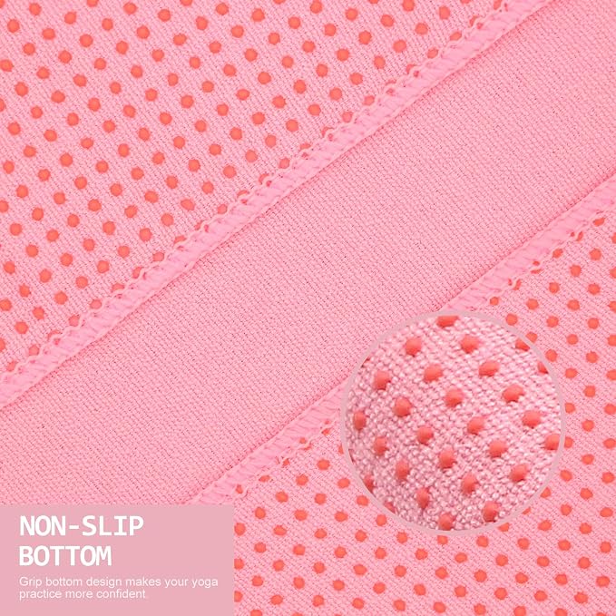 Eunzel Yoga Towel,Hot Yoga Mat Towel with Grip Dots Sweat Absorbent Non-Slip for Hot Yoga, Pilates and Workout 24" x72", Pink