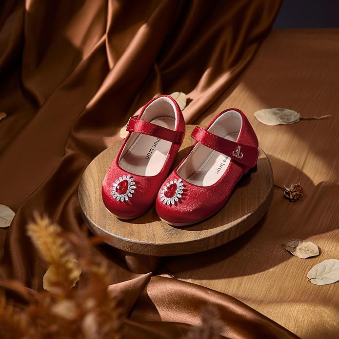 THEE BRON Mary Jane Ballet Flats - Girls' Dress Shoes with Hook & Loop Closure