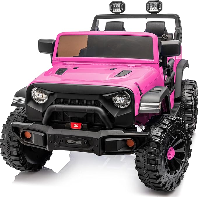 Outfunny 2 Seater Ride on Car Toy, 24V 4WD Electric Car for Kids 4-8 with Remote Control, 4x200W Motors, Capacity 150 lb - Hot Pink