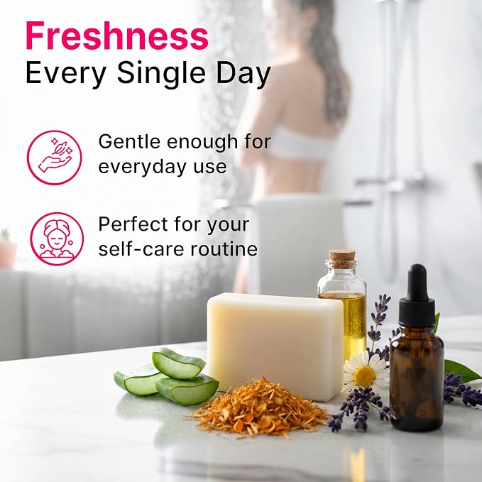 Aloe Vera Yoni Soap for Vaginal Intimate Feminine Wash - Advanced pH & Odor Control Hydration Complex - Natural Korean Cold-Pressed Vegan Formula with Calendula, Apple Cider Vinegar, Chamomile -2 Pack