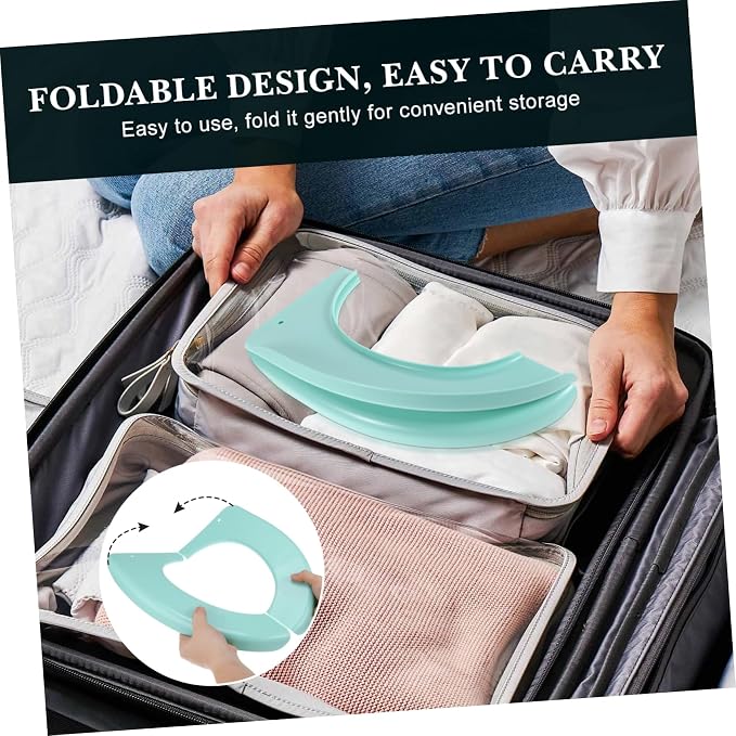 BESTYASH 1Pc Folding Portable Toilet Training Seat Cover Lightweight Durable Plastic Cushion Pad for Home Travel Use for Adult Potty Training Nordic Green