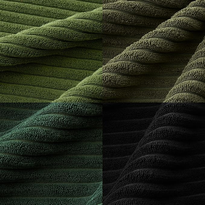 MIULEE Soft Corduroy Decorative Throw Pillow Covers Neutral Green 18x18 | Set of 4, Mordern Nordic Decor, Forest Bath Green Collection, Boho Farmhouse Cushion Covers for Couch Bed Sofa Living Room