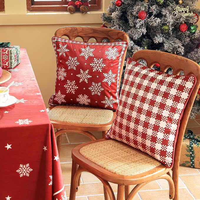 French Chrismas Velvet Throw Pillow Cover,Set of 2,18"x18"-Carol C | Vintage Square Pillow Cover,Concealed Zipper Design,Pinecones Pattern,Sofas,Bedroom,Living Room,Lounge Chairs,Decor