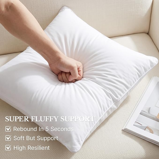 Leeden 20 x 20 Pillow Inserts (Set of 2) - Throw Pillow Inserts with 100% Cotton Cover - 20 Inch Square Decorative Pillows for Sofa, Couch, Bed and Home Decor