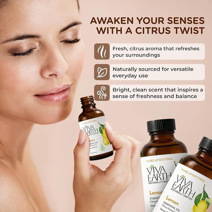 Lemon Essential Oil – 100% Pure and Natural Lemon Essential Oil for Diffuser, Fragrance, Hair and Skin Care, DIY Beauty, Soap and Candle Crafting – with Dropper, 4 oz