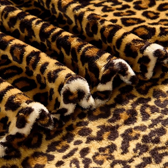 Bnuitland Leopard Print Flannel Blanket, Large Size 90x90 Inches for Bed Couch Travel, 300 GSM Double Sided Cheetah Print Super Soft Fuzzy Fluffy Fleece Blanket for Adults