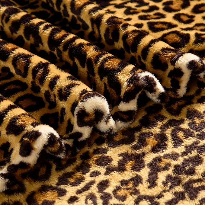 Bnuitland Leopard Print Flannel Blanket, Large Size 108x90 Inches for Bed Couch Travel, 300 GSM Double Sided Cheetah Print Super Soft Fuzzy Fluffy Fleece Blanket for Adults