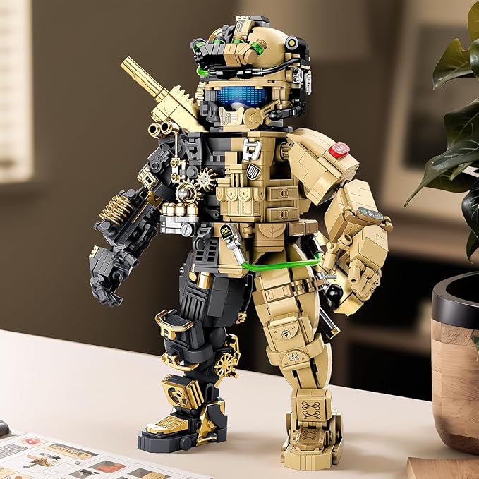 ONITUOFO Mechanical Soldier Building Sets for Adult,Transforming Mech Building Blocks Toy,City Army Robot Model Kit,Cool Home Office Decor,Idea Gift for Teen Boys Kids 8-14(1225PCS)