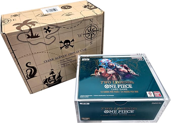 One Piece Booster Box Acrylic Case - Premium UV Protected Clear Display Case for TCG One Piece Card Game USA Version | 8mm Thick Walls Strong Magnetic Closure | Protective Collector Showcase