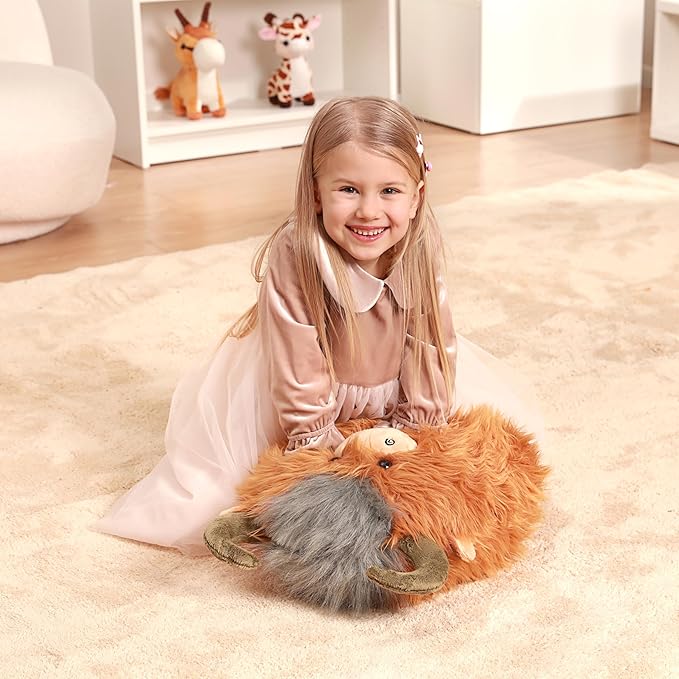 Original 16-Inch Large Highland Scottish Cow Plush Pillow Stuffed Animal Toy,Cute Soft Kawaii Big Size Hugging Cuddle Huggable Plushie,Gift for Kids