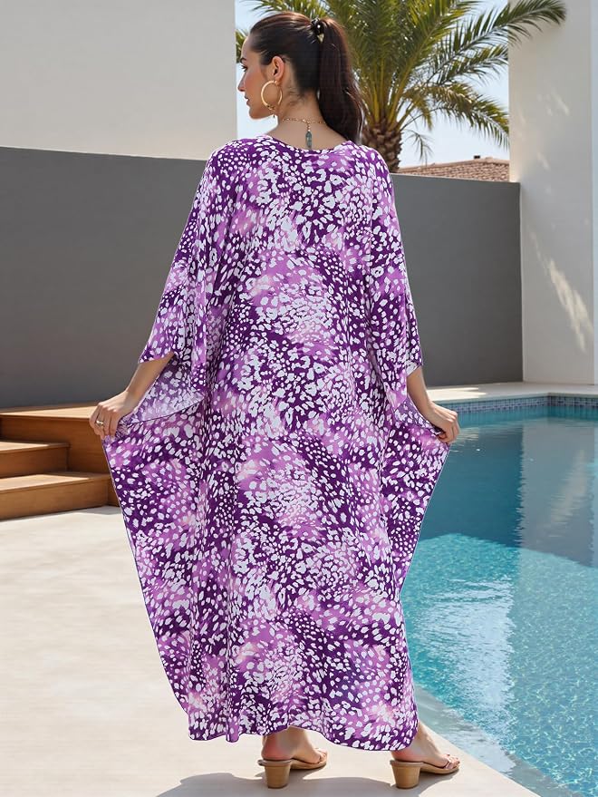 Mumu Dresses for Women Plus Size, Bohemian Kaftan Beach Cover Up Long Maxi Nightgown Soft Loungewear