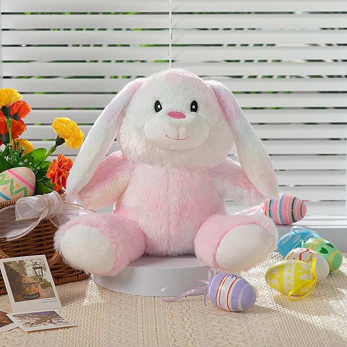 HollyHOME Bunny Stuffed Animal, Easter Bunny Plush Toys, Soft and Cuddly Stuffed Rabbit Easter Gift for Kids Baby Girls 10inch Rainbow