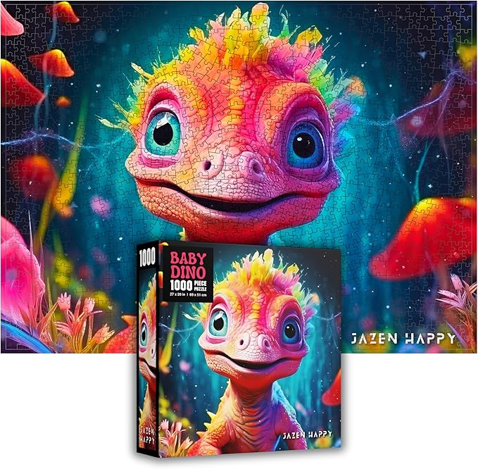 Challenging Jigsaw Puzzle for Adults and Families - 1000 Pieces - Baby Dinosaur - Jazen Happy - 27x20 inch - Poster Included Puzzle