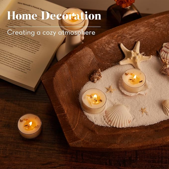 Ashlux 4-Hour Acrylic Jasmine Soy Wax Scented Tea Lights, 16 Pack Bulk | 4 Hour Long Burning, Non-Paraffin, Smokeless, For Weddings, Table Centerpieces, Home Decor & Christmas