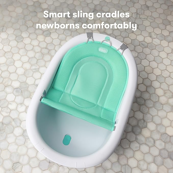 Frida Baby 4-in-1 Grow-with-Me Baby Bathtub, Baby Tub for Newborns to Toddler with Removable Bath Seat & Backrest for Bath Support in Tub
