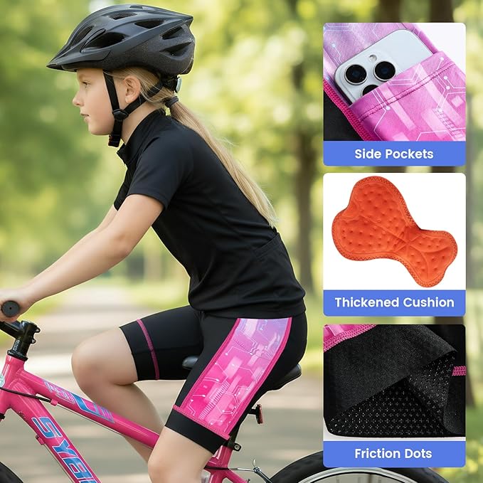 Gogokids Boys Girls 3D Padded Bike Shorts Kids Cycling Shorts Biking Shorts Sports Pants with Pockets for Mountain Road