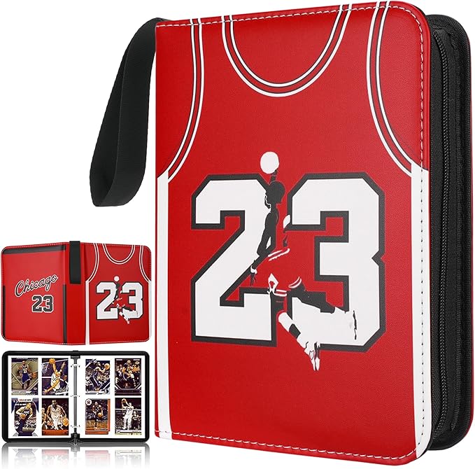 HBK Basketball Card Binder 400 Pockets - Waterproof Sports Card Holder with 50 Removable Sheets, 3-Ring Trading Card Album Case for Collectors, Zippered PU Leather Storage for Standard Cards