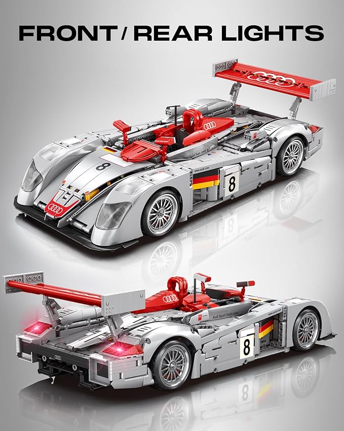 Audi R8 LM-P 24H Le Mans Winner, Collectible Race Car Building Kit for Adults Teens, 1:10 Scale Racing Techinc Car Model, Home or Office Décor Gift for Motorsport Fans Age 14+ (2,426 PCS)