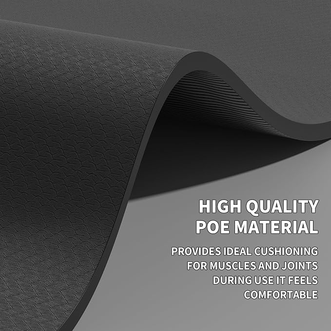 Large Yoga Mat (6'x 4')-POE 0.28''/0.32''/0.4'' Thick Fitness Mat, Eco-Friendly Exercise Mat for Home Workouts, Ideal for Yoga and Pilates
