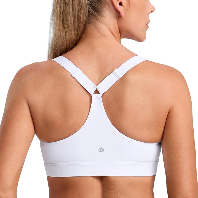 CRZ YOGA Butterbreeze Wide Y-Strap Back Sports Bras for Women - Training Gym Square Neck Adjustable Racerback Padded Top