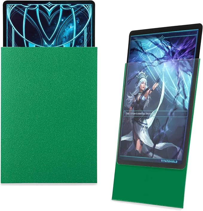 TitanShield Premium Card Sleeves | Compatible with Pokemon, One Piece, Lorcana, Flesh & Blood, & Magic The Gathering MTG | (150 Sleeves - Standard) (1, Emerald, Standard | 66x91mm)
