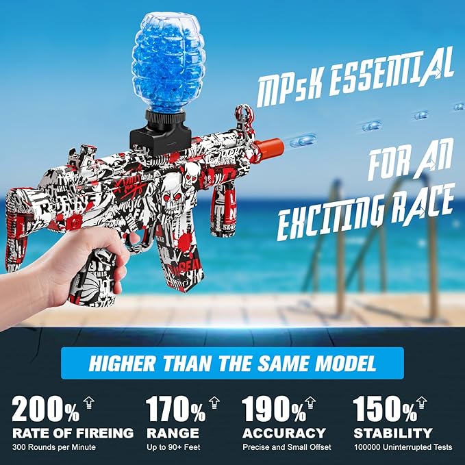 Anstoy Gel Ball Blaster, Splat Gun Toy Automatic for Outdoor Activities-Shooting Team Game, Christmas, Halloween, Birthday Gifts for Ages 14+ (Red)