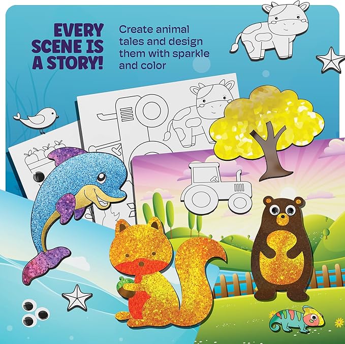 Dan&Darci Foil Art Kit for Kids - Arts and Crafts for Kid Ages 4-8, 4-6, 5-7, 5-8, 6-8 - 5 Year Old Girl Gifts - Fun Kits Projects Activities - Girls Birthday Gift - Craft Age 4 5 6 7 8 Years