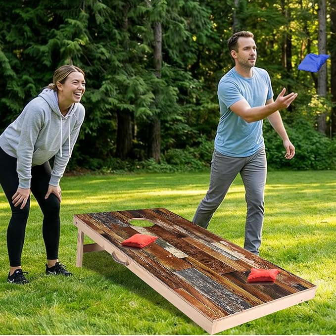 Sportdo 4x2 ft Solid Wood Cornhole Set with 8 Bean Bags, Regulation Size Cornhole Board Set for Adults, Cornhole Game Set for Tailgate Backyard Toss Games Indoor&Outdoor Activities