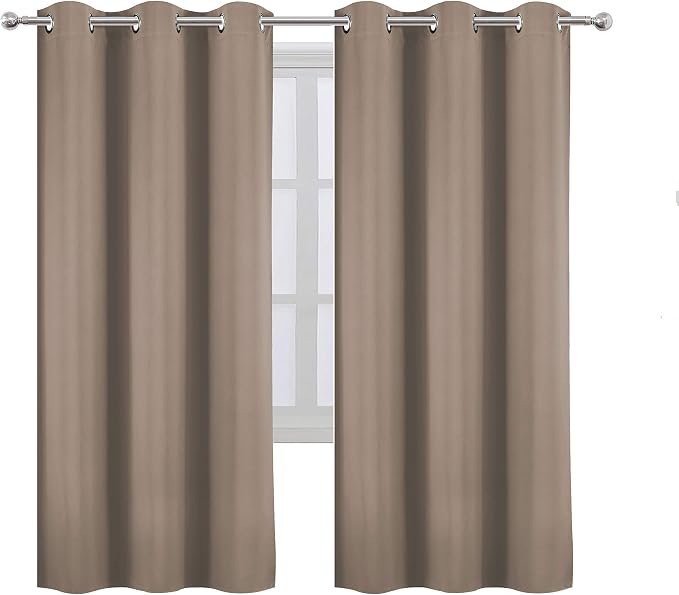 LEMOMO Cappuccino Thermal Blackout Curtains/42 x 72 Inch/Set of 2 Panels Room Darkening Curtains for Bedroom
