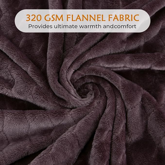 Fleece Blanket Super Soft Cozy Throw Blanket 50" x 60", Lightweight Fuzzy Comfy Textured Flannel Blanket Warm Plush Throw Blankets for Couch, Sofa, Bed, Purple