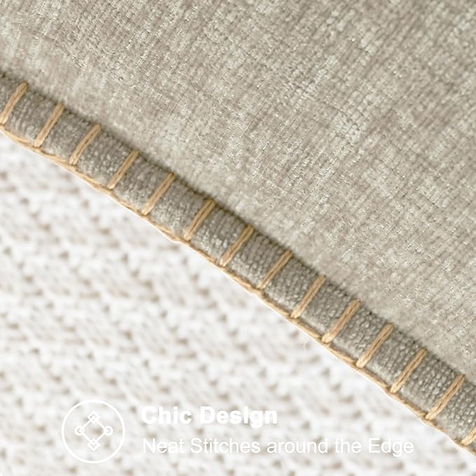 CaliTime Decorative Couch Throw Pillow Covers 18 X 18 Inches Light Taupe | Pack of 2, Cozy Chenille Cushion Cases, Cotton Thread Stitching Edges, for Sofa Bed Living Room Farmhouse