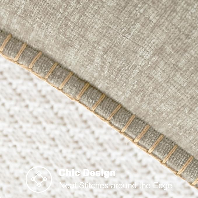 CaliTime Decorative Couch Throw Pillow Covers 20 X 12 Inches Light Taupe | Pack of 2, Cozy Chenille Cushion Cases, Cotton Thread Stitching Edges, for Sofa Bed Living Room Farmhouse