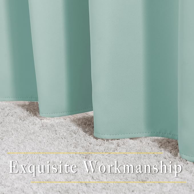 NICETOWN Aqua Blue Bedroom Curtains 72 inches Long, Grommet Blackout Thermal Insulated Window Treatment Room Darkening for Bedroom/Home Office, 2 Panels, W37 x L72